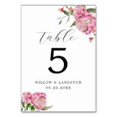 Pink Peony Blume Hochzeit Tischnummer (Vorderseite)
