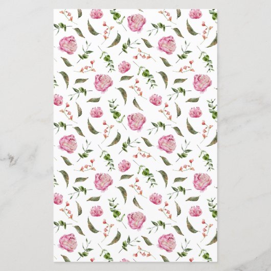 Pink Peony Blume Hochzeitmenü (Rückseite)