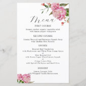 Pink Peony Blume Hochzeitmenü (Vorderseite)