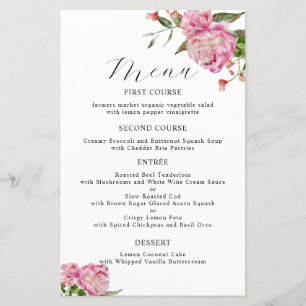 Pink Peony Blume Hochzeitmenü