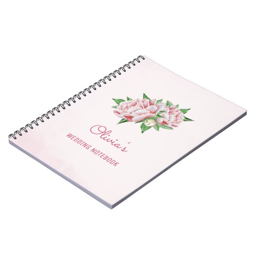 Pink Peony Blume Hochzeitsfestspiele Notizblock (Linke Seite)