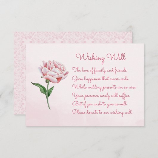 Pink Peony Blume Hochzeitszittel Begleitkarte (Vorne/Hinten)