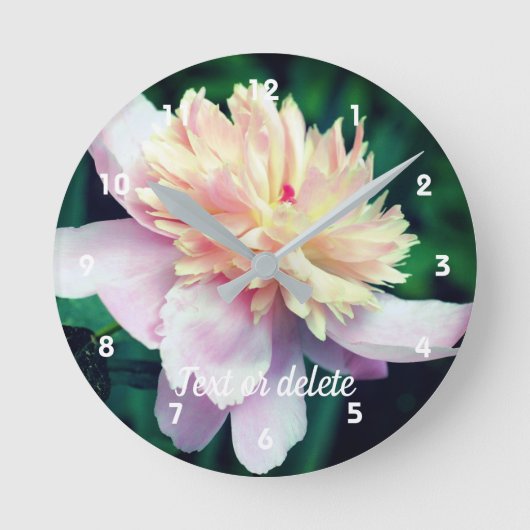 Pink Peony Blume in Blüte Nah Personalisiert Runde Wanduhr (Vorderseite)
