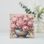 Pink Peony Blume Karte (Stehend Vorderseite)