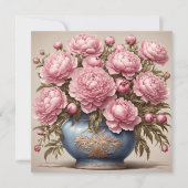 Pink Peony Blume Karte (Vorderseite)