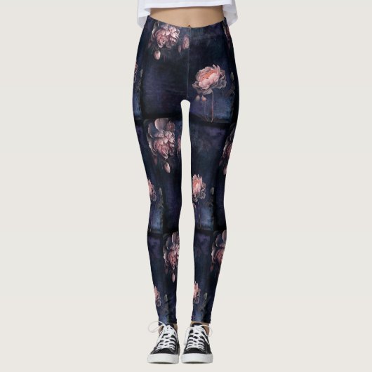 Pink Peony Blume Leggings (Vorderseite)
