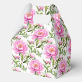 Pink Peony Blume mit Sage Green Blätter Geschenkschachtel (Rückseite)
