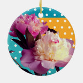 Pink Peony Blume Modernes Foto Ornament (Hinten)