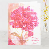 Pink Peony Blume Muttertag Groß Karte (Gelbe Blume)