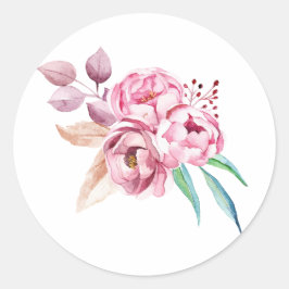 Pink PEONY Blume Runder Aufkleber