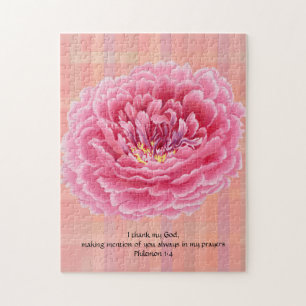 Pink Peony Blume Vintag Style Faith Puzzle
