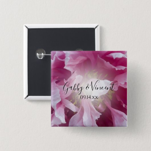 Pink Peony Blume Wedding Button (Vorne & Hinten)