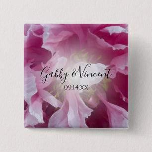Pink Peony Blume Wedding Button