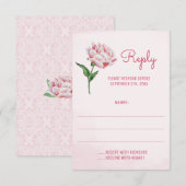 Pink Peony Blume Wedding Reply Cards RSVP Karte (Vorne/Hinten)
