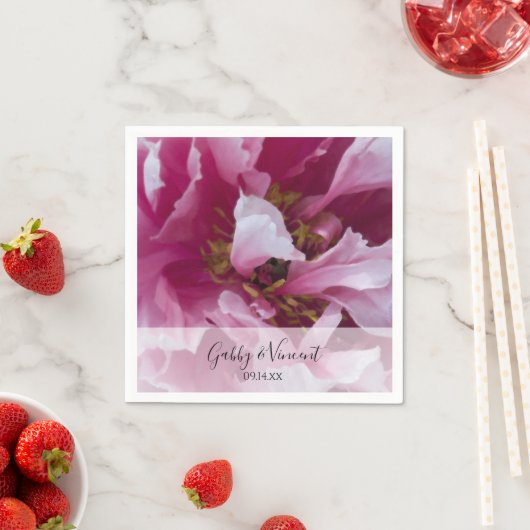 Pink Peony Blume Wedding Serviette (Beispiel)