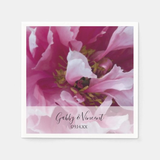 Pink Peony Blume Wedding Serviette (Vorderseite)