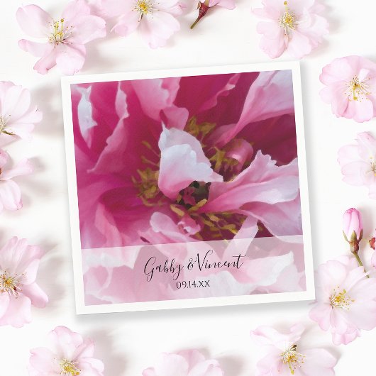 Pink Peony Blume Wedding Serviette