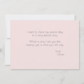 Pink Peony Blume werden mein Ehrentribüne sein Einladung (Rückseite)