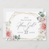 Pink Peony Blume werden Sie mein Blumenmädchen sei Einladung (Vorderseite)