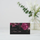 Pink Peony Blumen Black Visitenkarte (Stehend Vorderseite)