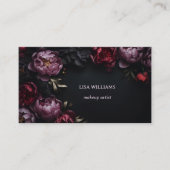 Pink Peony Blumen Black Visitenkarte (Vorderseite)