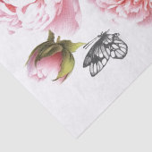 Pink Peony Blumen Butterfly Französisch Postmark C Seidenpapier (Detail)
