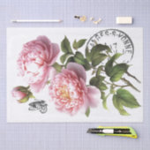 Pink Peony Blumen Butterfly Französisch Postmark C Seidenpapier (Handwerk)