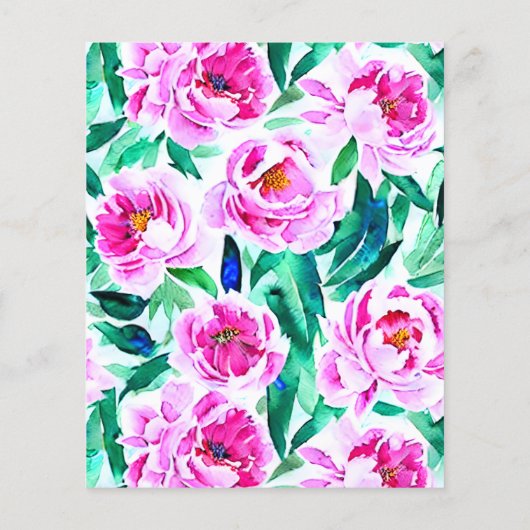 Pink Peony Blumendusche Einladung (Rückseite)