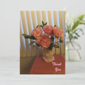 Pink Peony Bouquet Flat Thank You Card Dankeskarte (Stehend Vorderseite)