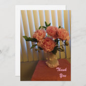 Pink Peony Bouquet Flat Thank You Card Dankeskarte (Vorne/Hinten)