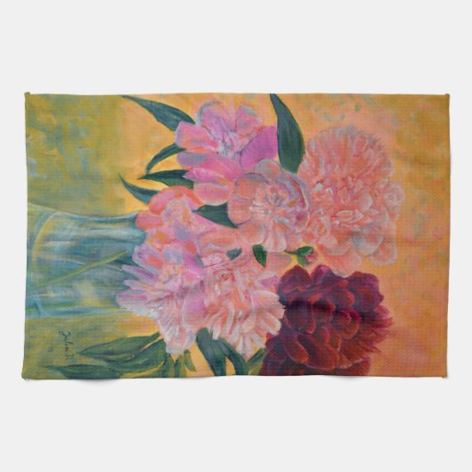 Pink Peony Bouquet Geschirrtuch (Horizontal)