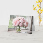 Pink Peony Bouquet zum Geburtstag Karte (Gelbe Blume)