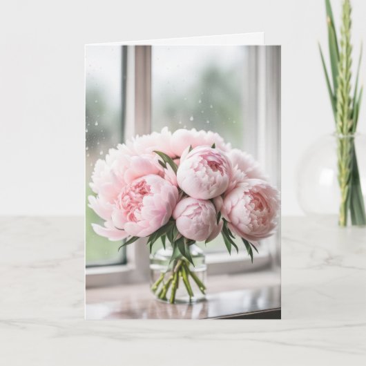 Pink Peony Bouquet zum Nachdenken Karte (Vorderseite)
