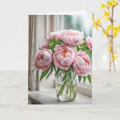 Pink Peony Bouquet zum Nachdenken Karte (Gelbe Blume)