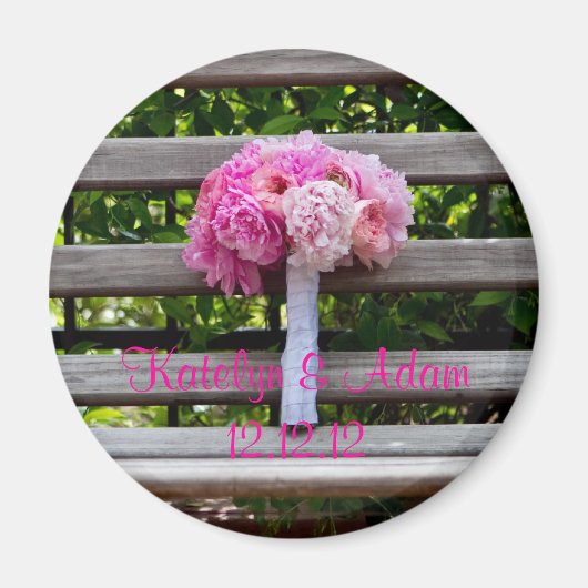 Pink Peony Bridal Bouquet Magnet (Vorne)