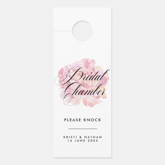 Pink Peony Bridal Chamber Wedding Door Sign Türanhänger (Vorderseite)