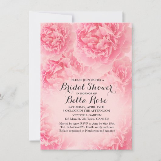 Pink Peony Bridal Dusche Einladung Peony1 (Vorderseite)