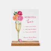 Pink Peony Bright Floral Mimosa Bar Dusche Acrylschild (Vorderseite)