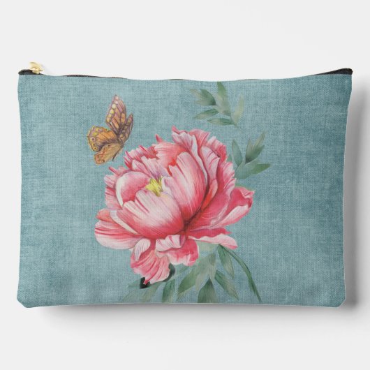 Pink Peony & Butterfly Kosmetische Tasche (Vorderseite)