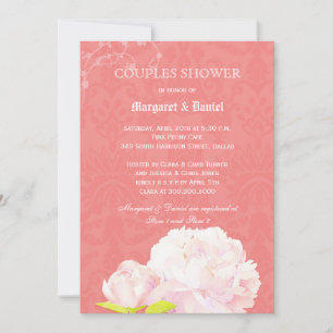 Pink Peony Coral Wedding Couples Dusche Einladung