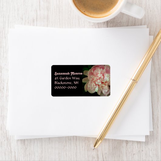 Pink Peony Custom Address Labels Adressaufkleber (Insitu)