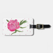 Pink Peony Custom Luggage Tag Gepäckanhänger (Vorderseite horizontal)