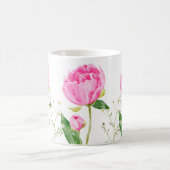 Pink Peony & Daisy Illustriert Monogram Kaffeetasse (Mittel)