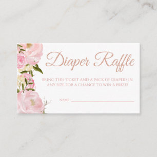 Pink Peony Diaper Raffle Tickets für Baby Dusche Begleitkarte