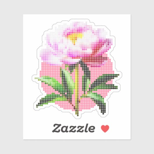 Pink Peony Dot Mosaic Flower Aufkleber (Blatt)