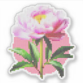 Pink Peony Dot Mosaic Flower Aufkleber (Vorderseite)