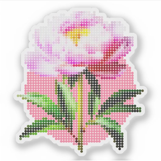 Pink Peony Dot Mosaic Flower Aufkleber (Vorderseite)