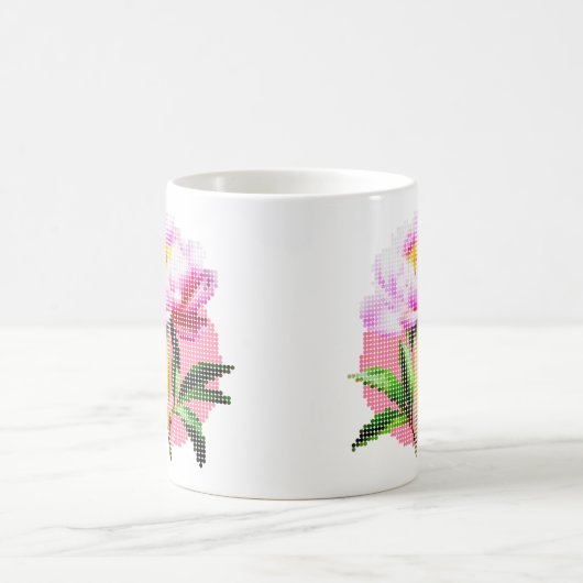Pink Peony Dot Mosaic Flower Kaffeetasse (Mittel)