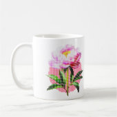 Pink Peony Dot Mosaic Flower Kaffeetasse (Links)