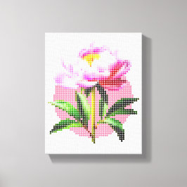 Pink Peony Dot Mosaic Flower Leinwanddruck